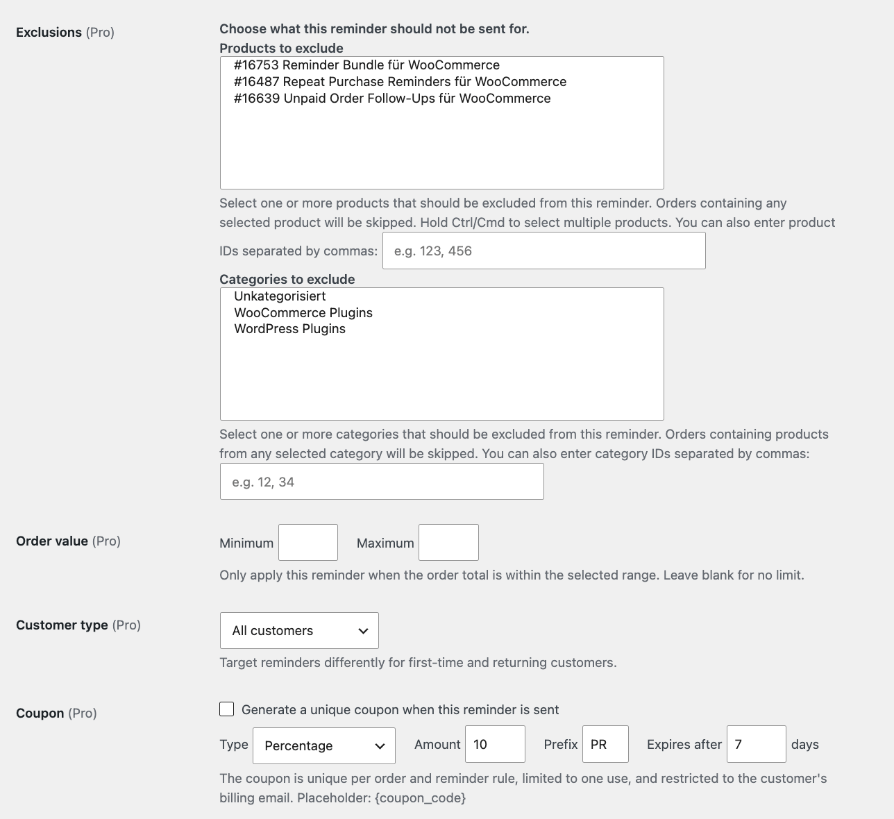 WooCommerce Zahlungserinnerungen