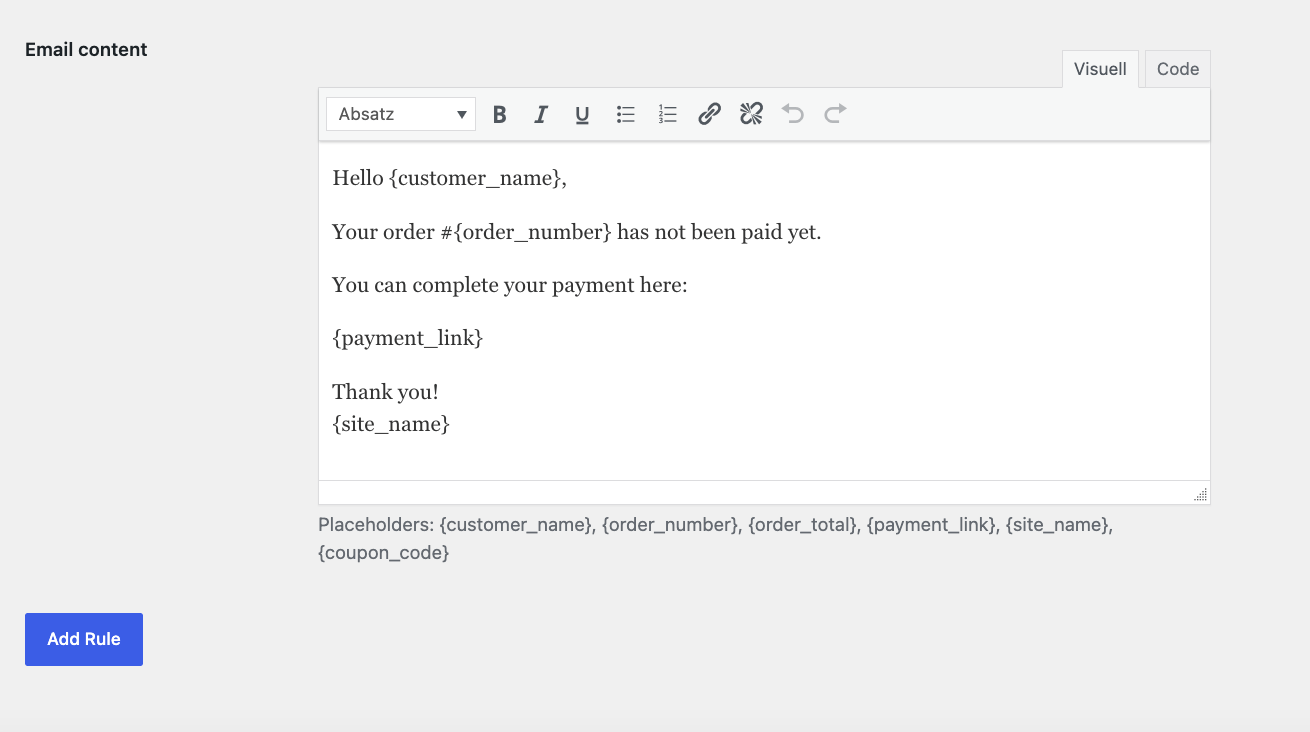 WooCommerce Zahlungserinnerungen